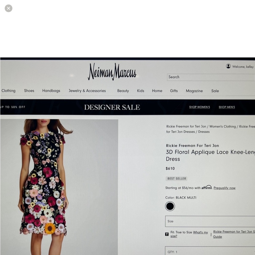 Rickie Freeman for Teri Jon Floral Lace Dress